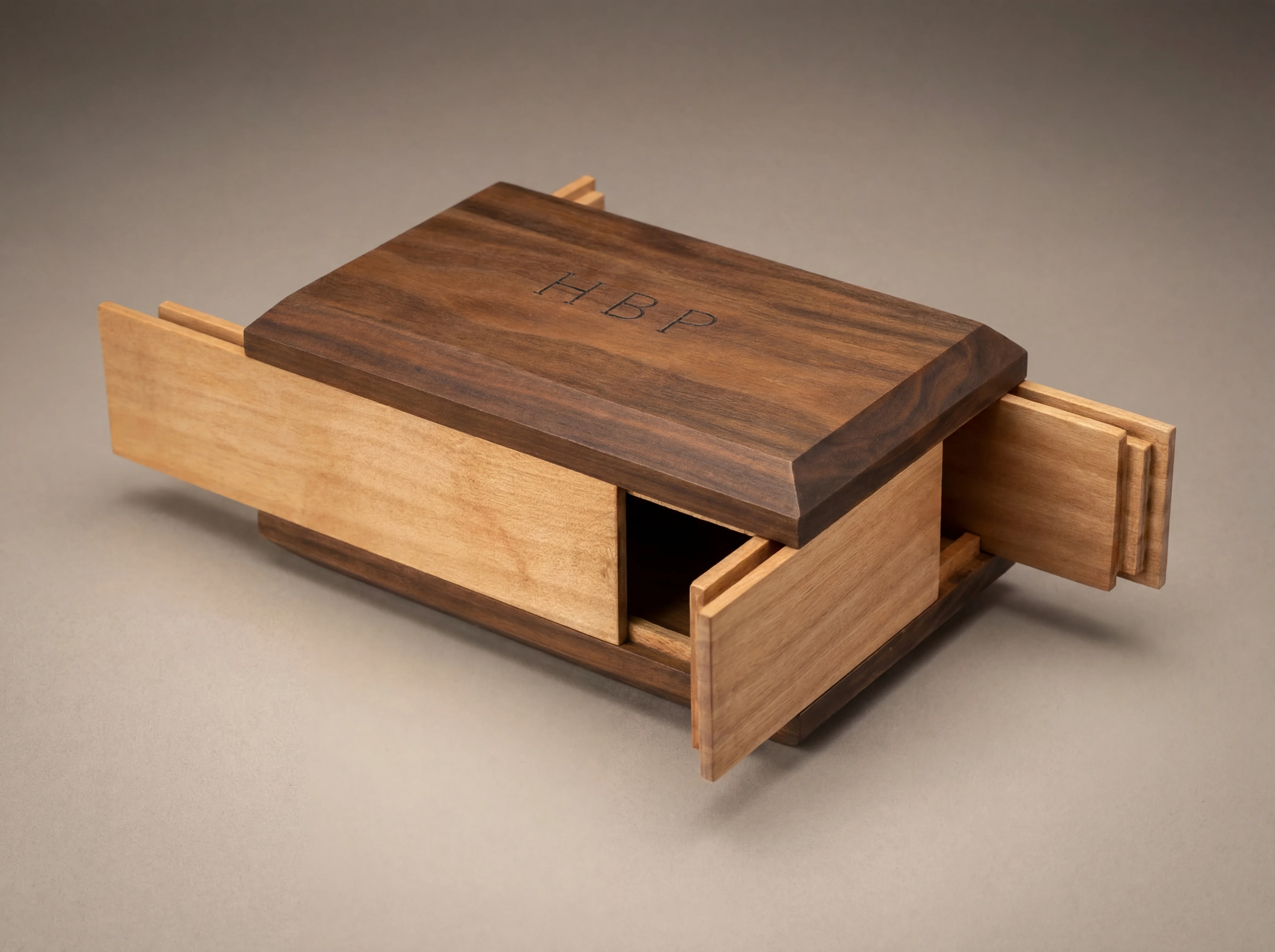 Puzzle Box - American Walnut & Cherry · Secret Compartment